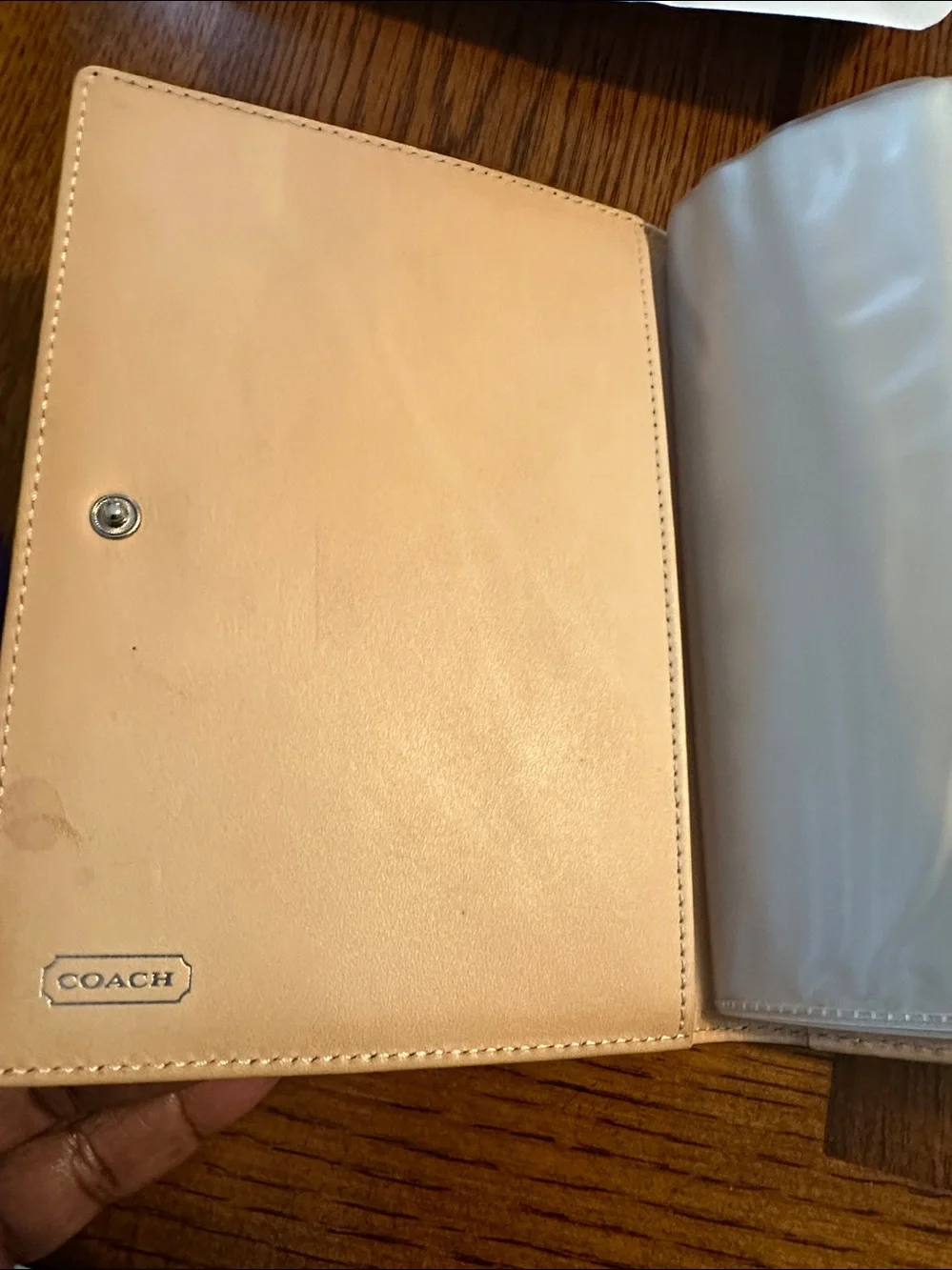 Coach Black Embossed Signature Leather Passport Cover with Silver Accent